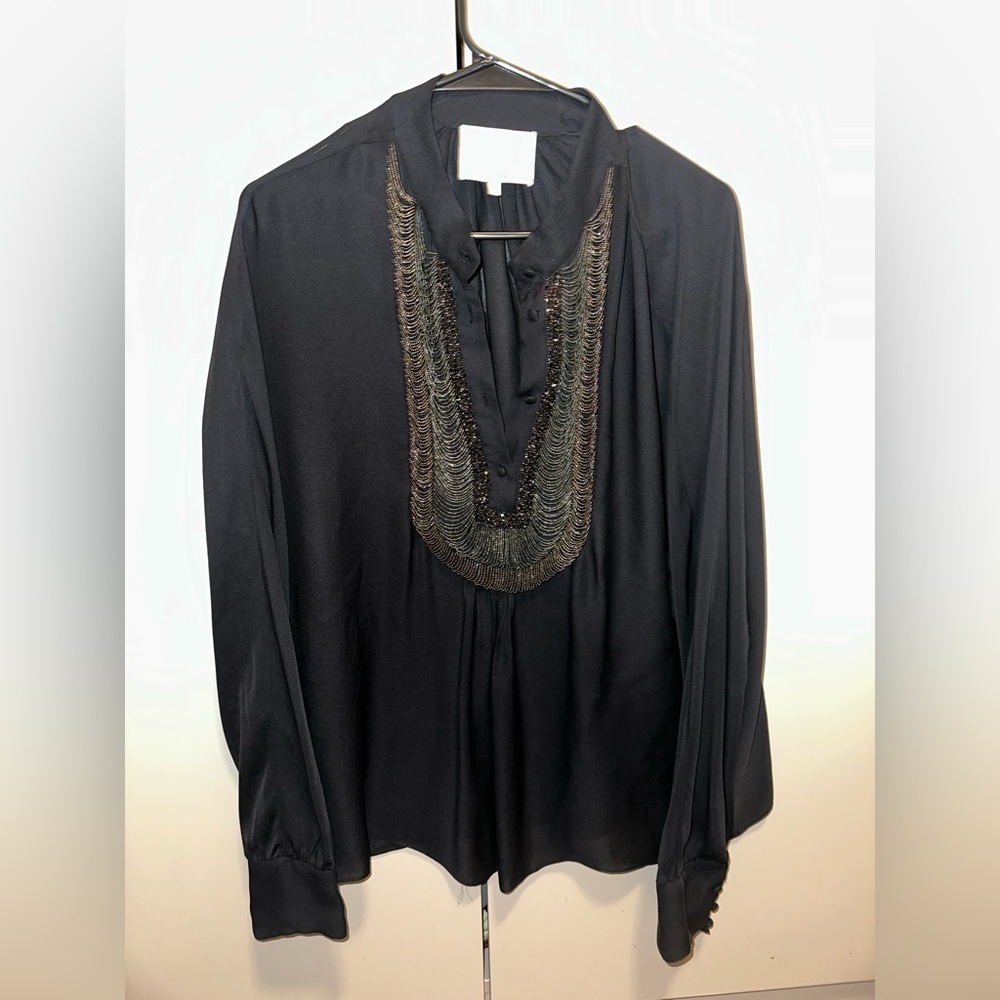 phillip lim 100% Silk button down blouse with metal details size 10